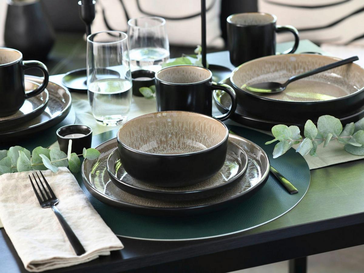 Serviciu de masă 16/1 Magnus - bej/negru, Modern, ceramică - Mömax