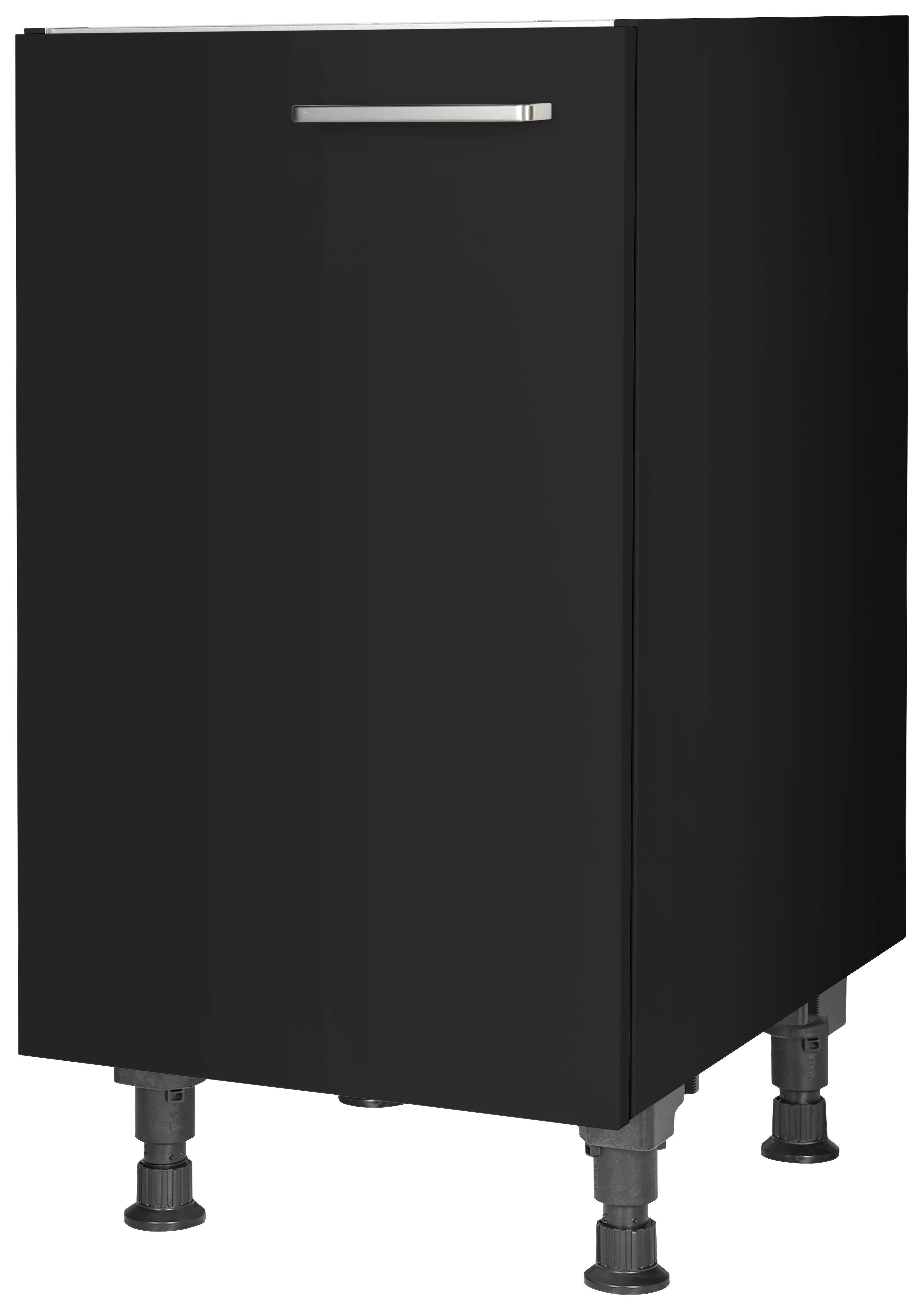 Spülenunterschrank Touch Schwarz - Edelstahlfarben/Schwarz, MODERN, Holzwerkstoff/Metall (45/87/56cm) - Nobilia