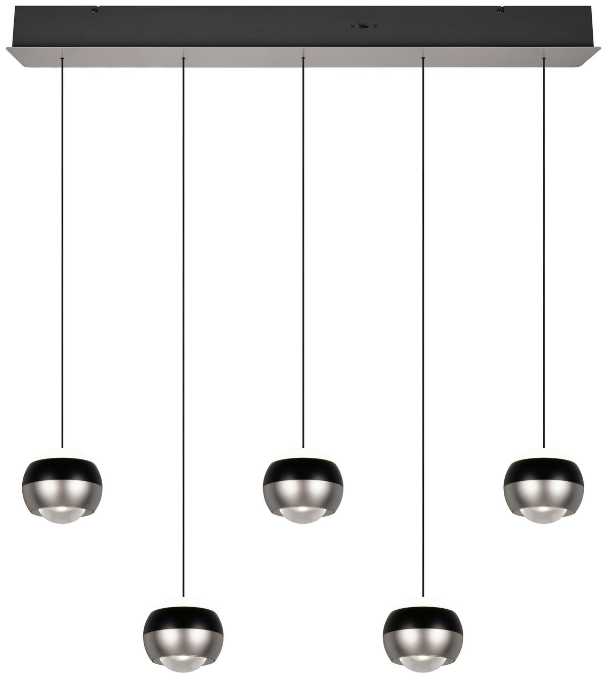 LED-Hängeleuchte Orbit Schwarz/Nickelfarben max. 8 W - Schwarz/Nickelfarben, Design, Metall (100/10,5/200cm) - Trio Leuchten