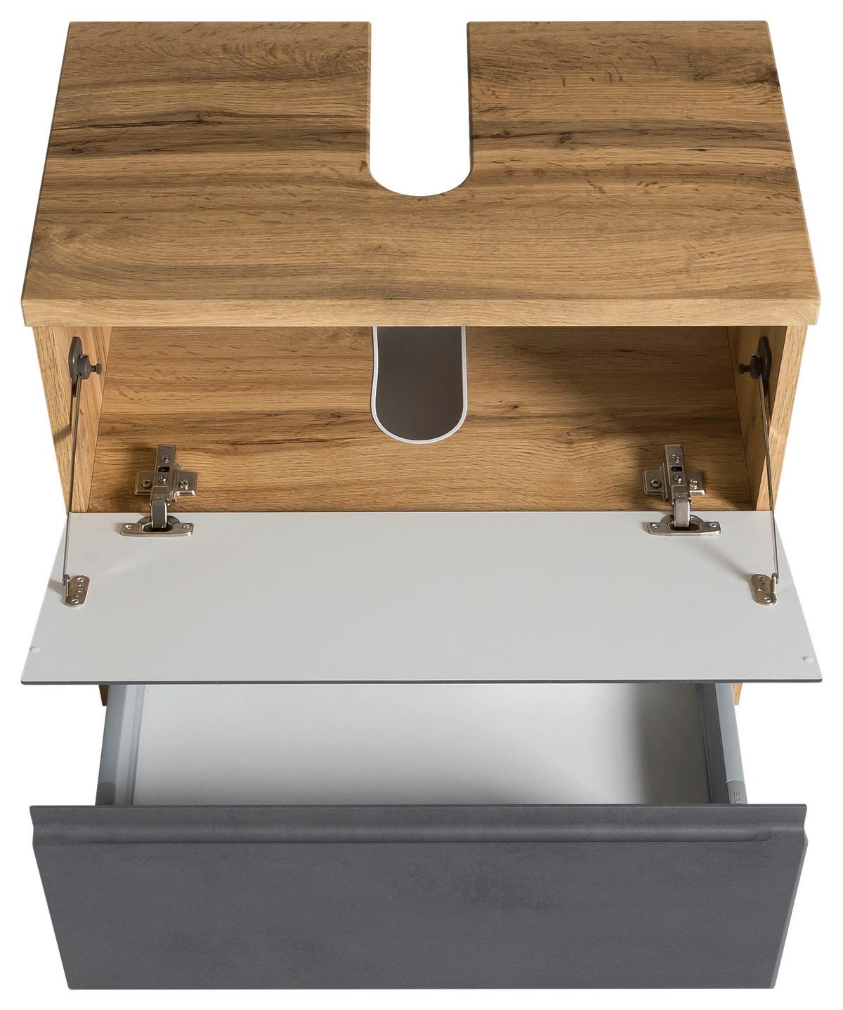 Waschbeckenunterschrank Varese ca. 60x56 cm Wotan Eiche - Eiche Wotan/Grau, MODERN, Holzwerkstoff (60/56/35cm) - Held