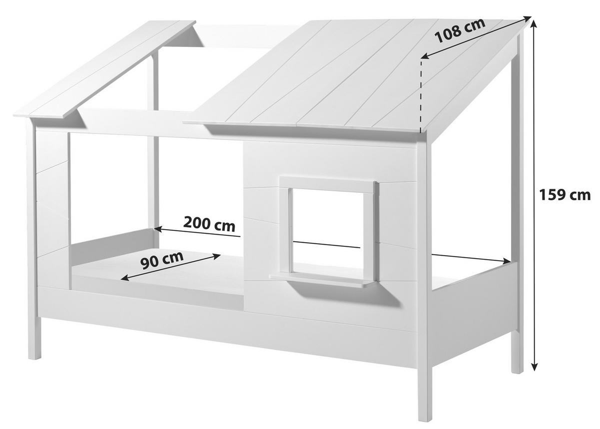 Hausbett Baumhaus 90x200 cm Weiß - Weiß, KONVENTIONELL, Holzwerkstoff (90/200cm) - MID.YOU
