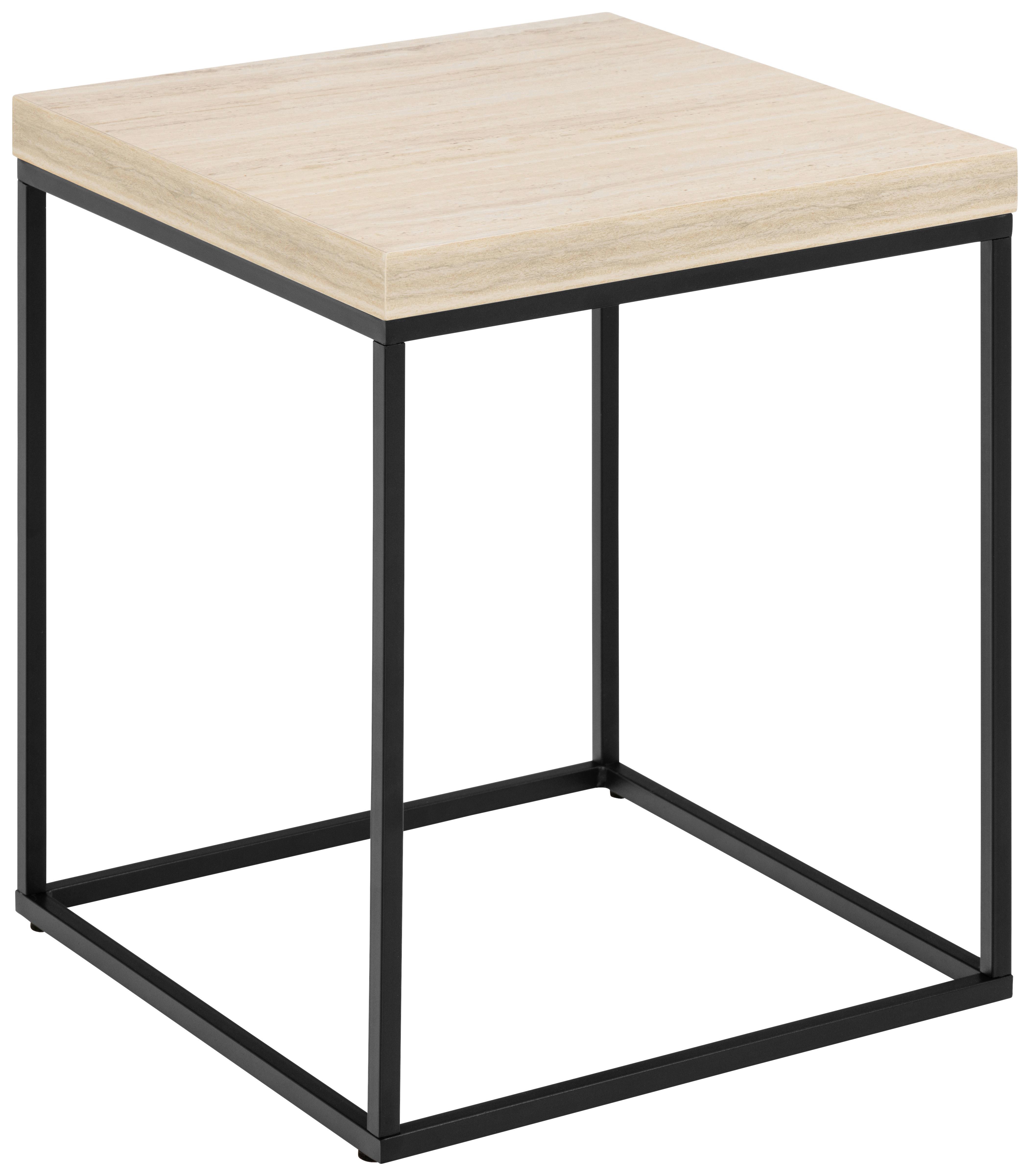 STOLIK BOCZNY BAROSSA - beżowy/czarny, Design, materiał drewnopochodny/metal (40/40/45cm) - Livetastic