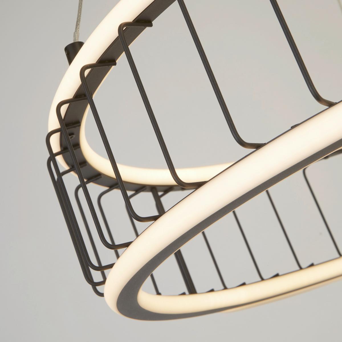 LED Függeszték Circolo Cage LED 54214-1bk - fekete/fehér, Design, műanyag/fém (57,5/13,5/150cm)