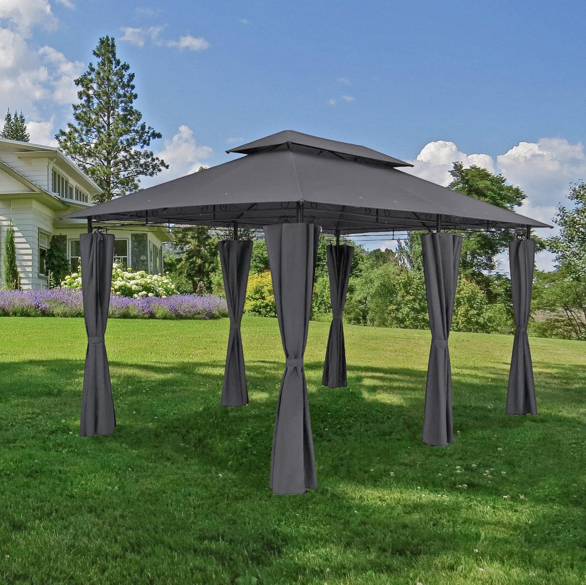 Pavillon Moldau ca. 400x275x300 cm Anthrazit - Anthrazit/Schwarz, Basics, Kunststoff (400/275/300cm) - Gardenson