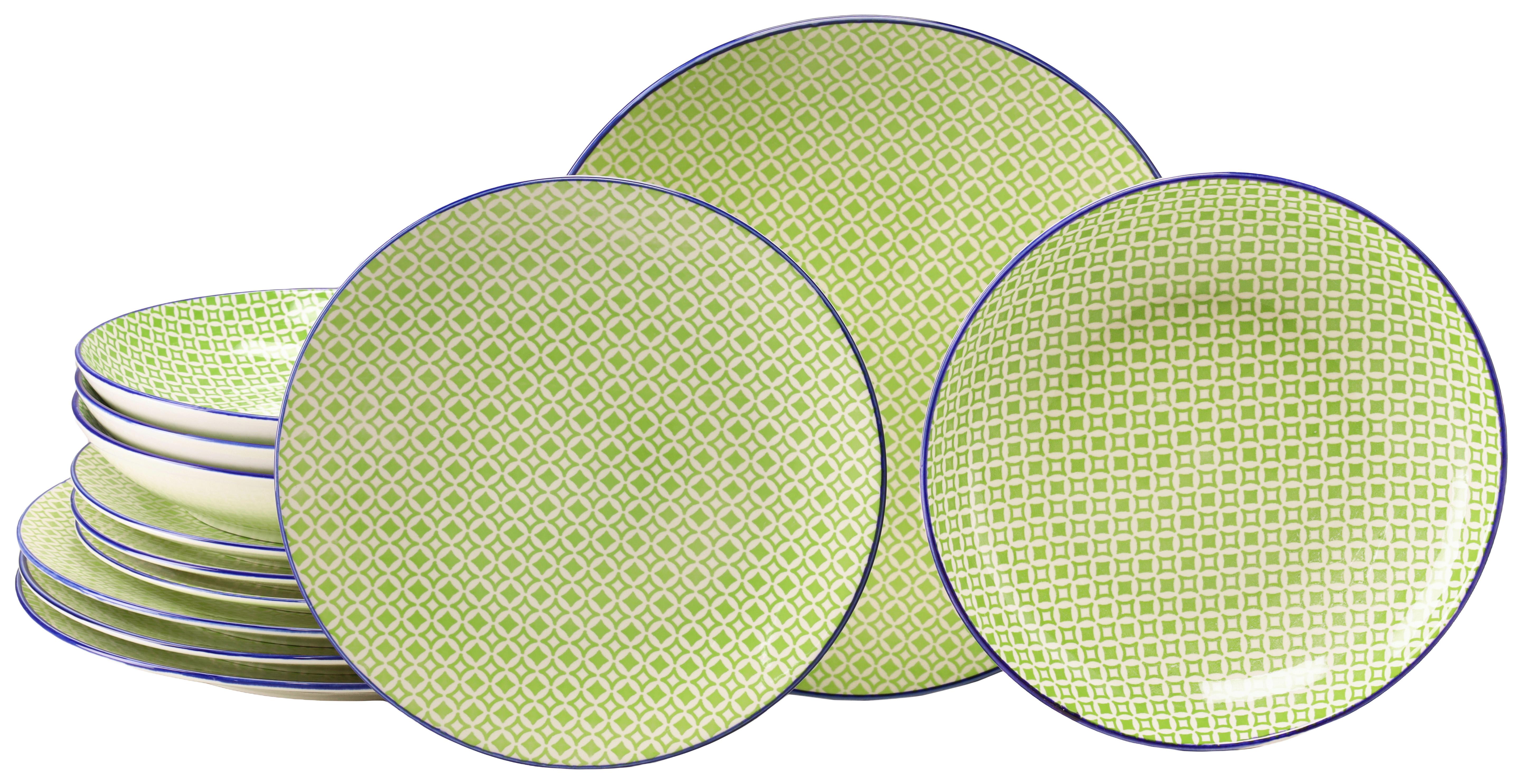Tafelservice 24892 Mediterran Grün - Weiss/Hellgrün, Basics, Keramik - Creatable