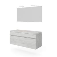 Mobilier de baie Bogota - alb/stejar Bianco, Basics, material pe bază de lemn (121/135/46cm)