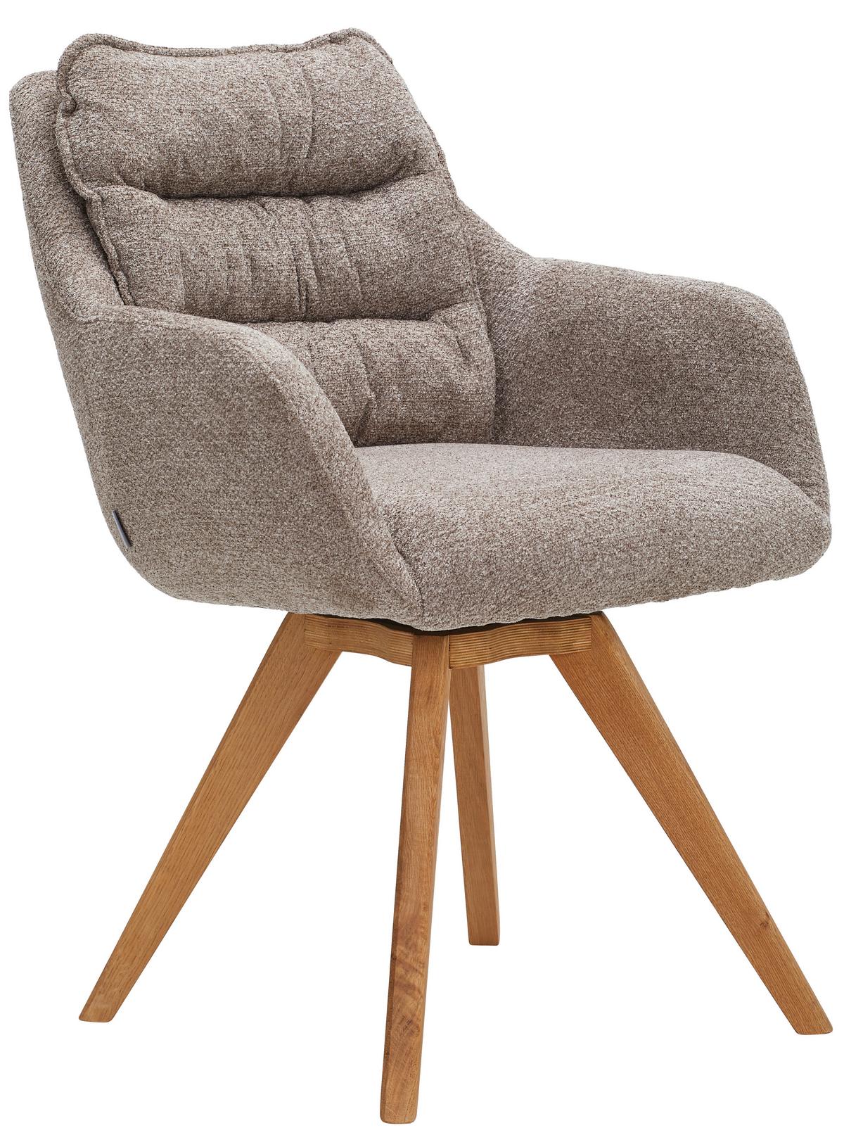 KRZESŁO Z PODŁOKIETNIKAMI COMO - kolor dębowy/taupe, Konventionell, drewno/tkanina (59/86/69,5cm) - Linea Natura