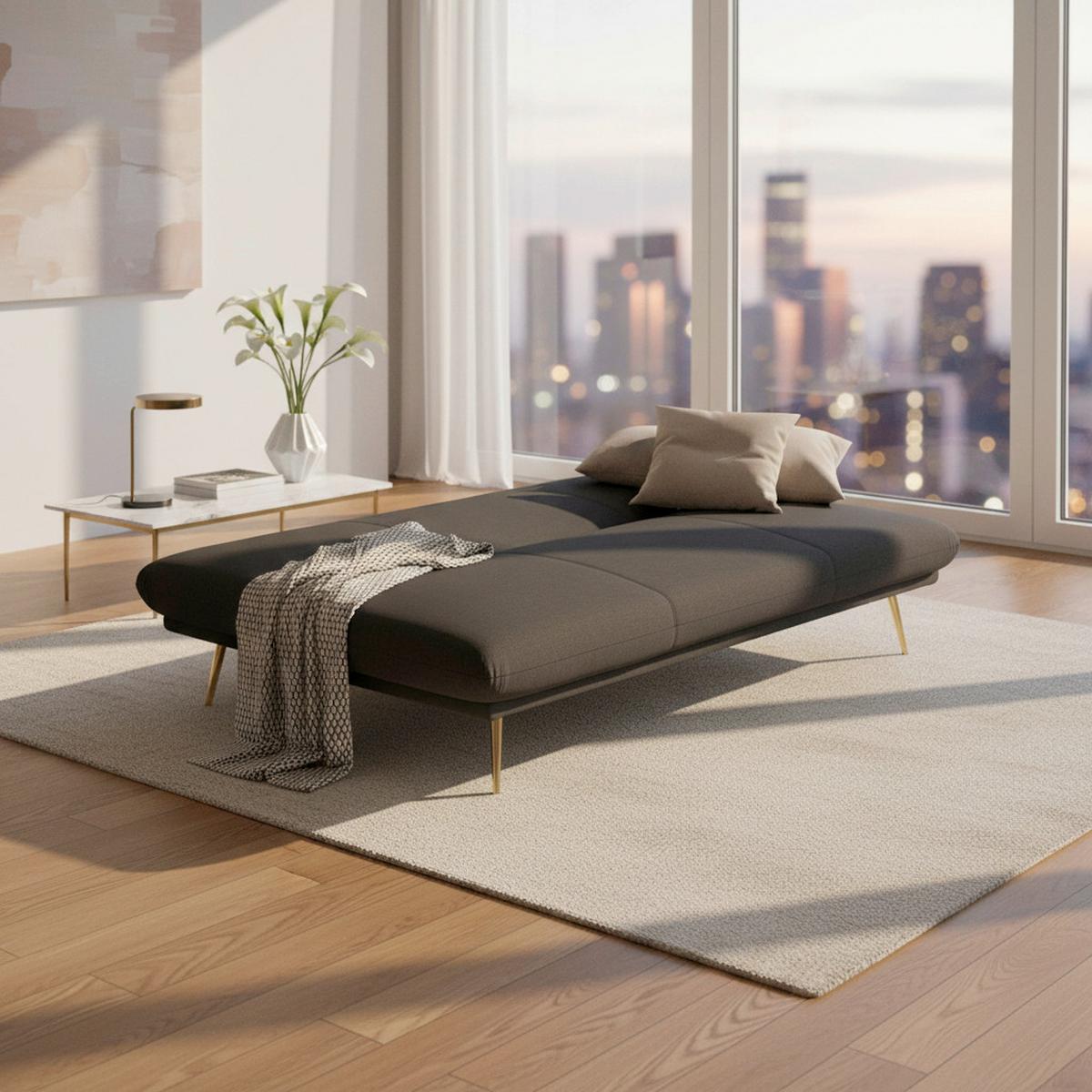 Canapea extensibila BEN - gri închis, Modern, lemn/textil (186/82/85cm) - Bessagi Home