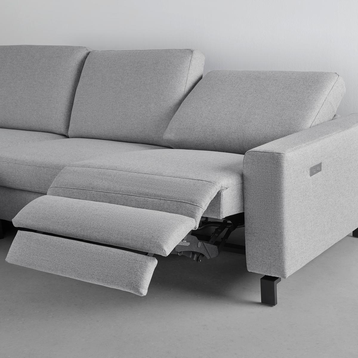 Wohnlandschaft Corvara Plus Grau - Schwarz/Grau, MODERN, Textil/Metall (286/91/187cm) - Premium Living