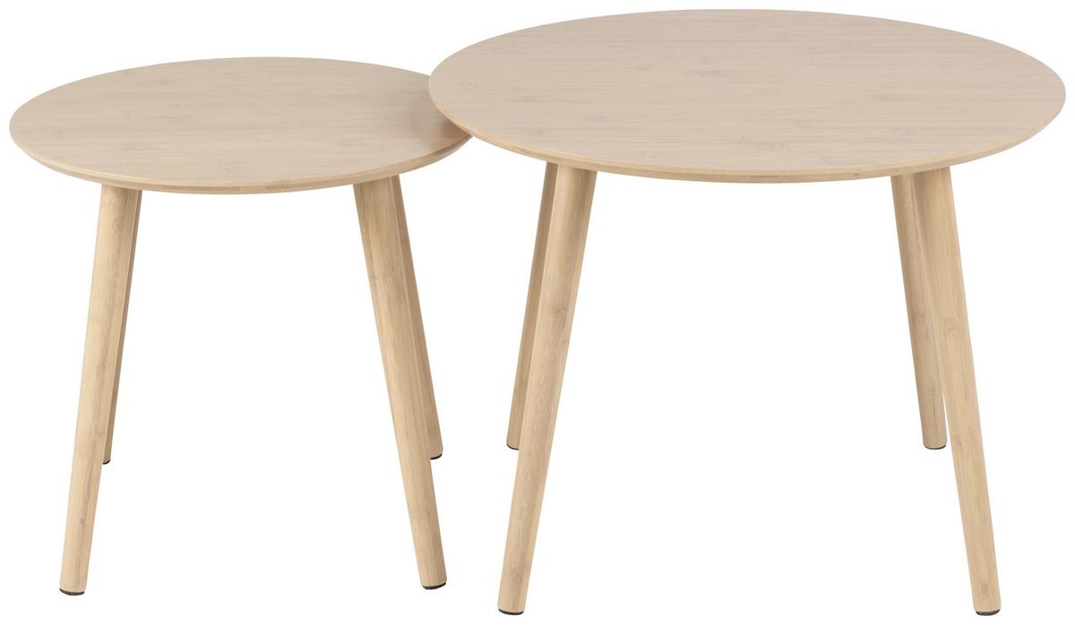 ZESTAW STOLIKÓW KAWOWYCH ROSLIN - kolor naturalny, Design, drewno (60/60/45cm)