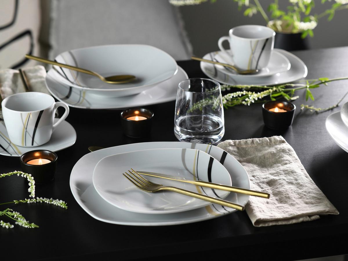 Kombiservice Square City Line Weiß, 30 teilig - Weiß, Trend, Keramik - Creatable