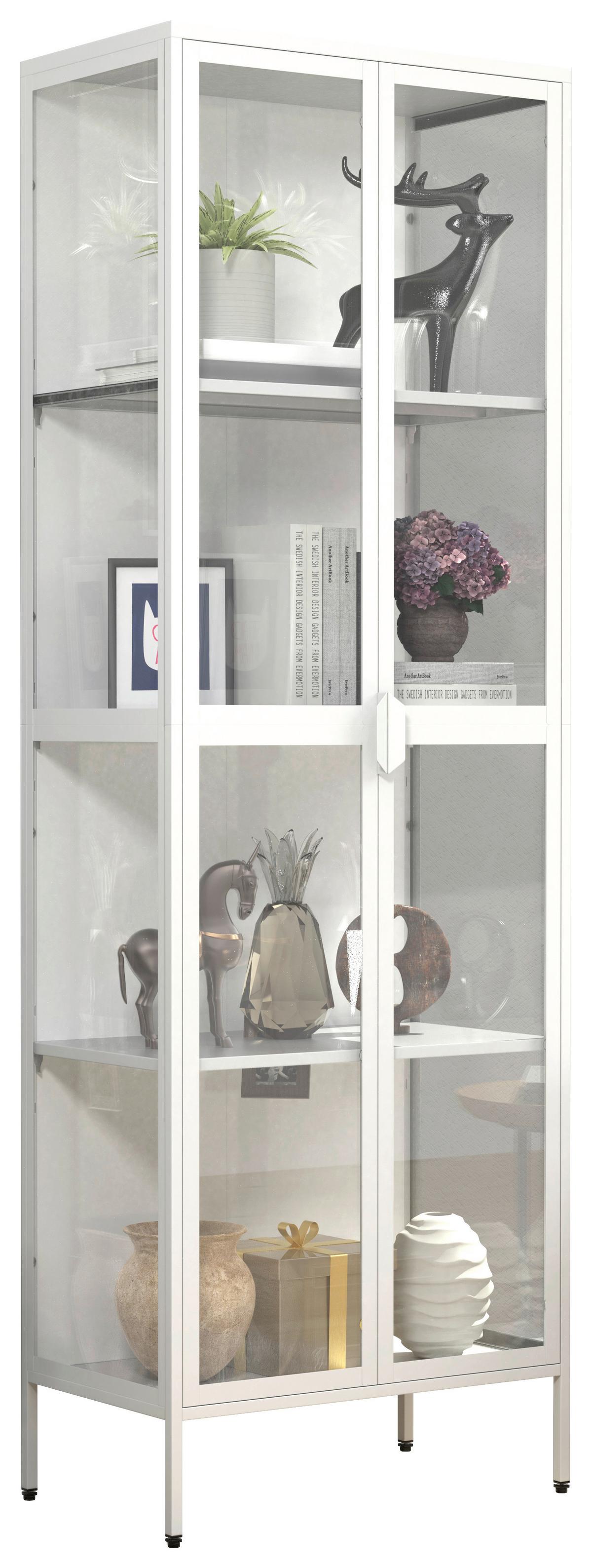 VITRINE FLOKA XXL - Weiss/Transparent, Design, Glas/Metall (60/180/35cm) - MID.YOU