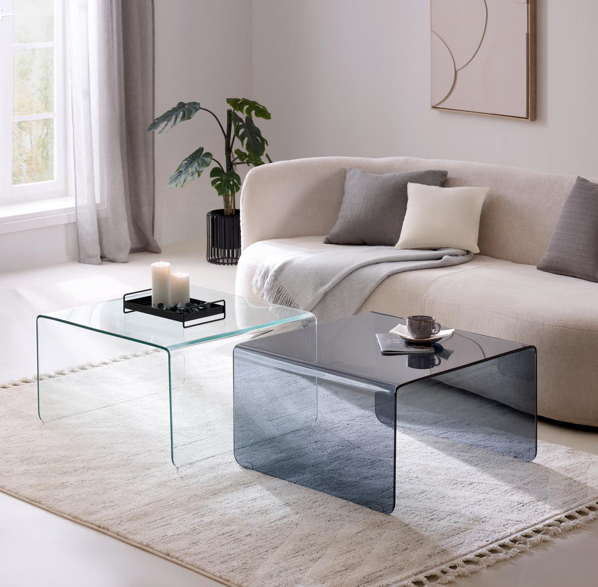 Klubska Miza Wing - siva, Moderno, steklo (70/40/70cm) - Mömax