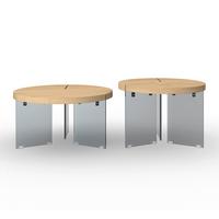 Couchtisch Moreno Eichefarben/ Grau MDF 2-er Set - Eichefarben/Dunkelgrau, MODERN, Glas/Holzwerkstoff (80/70/80/70/43/49cm) - Bessagi Home