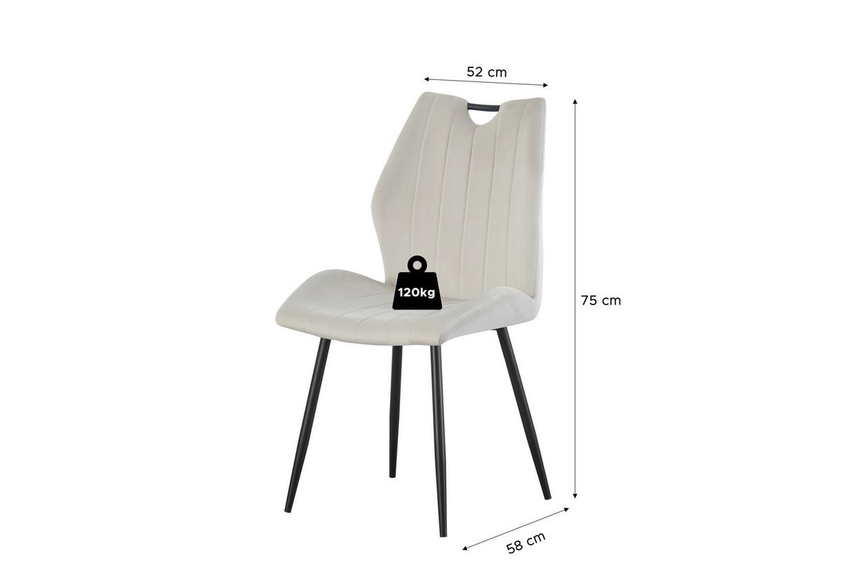 STUHL-SET CHRISTIN - Creme/Schwarz, Modern, Textil/Metall (52/75/58cm) - MID.YOU