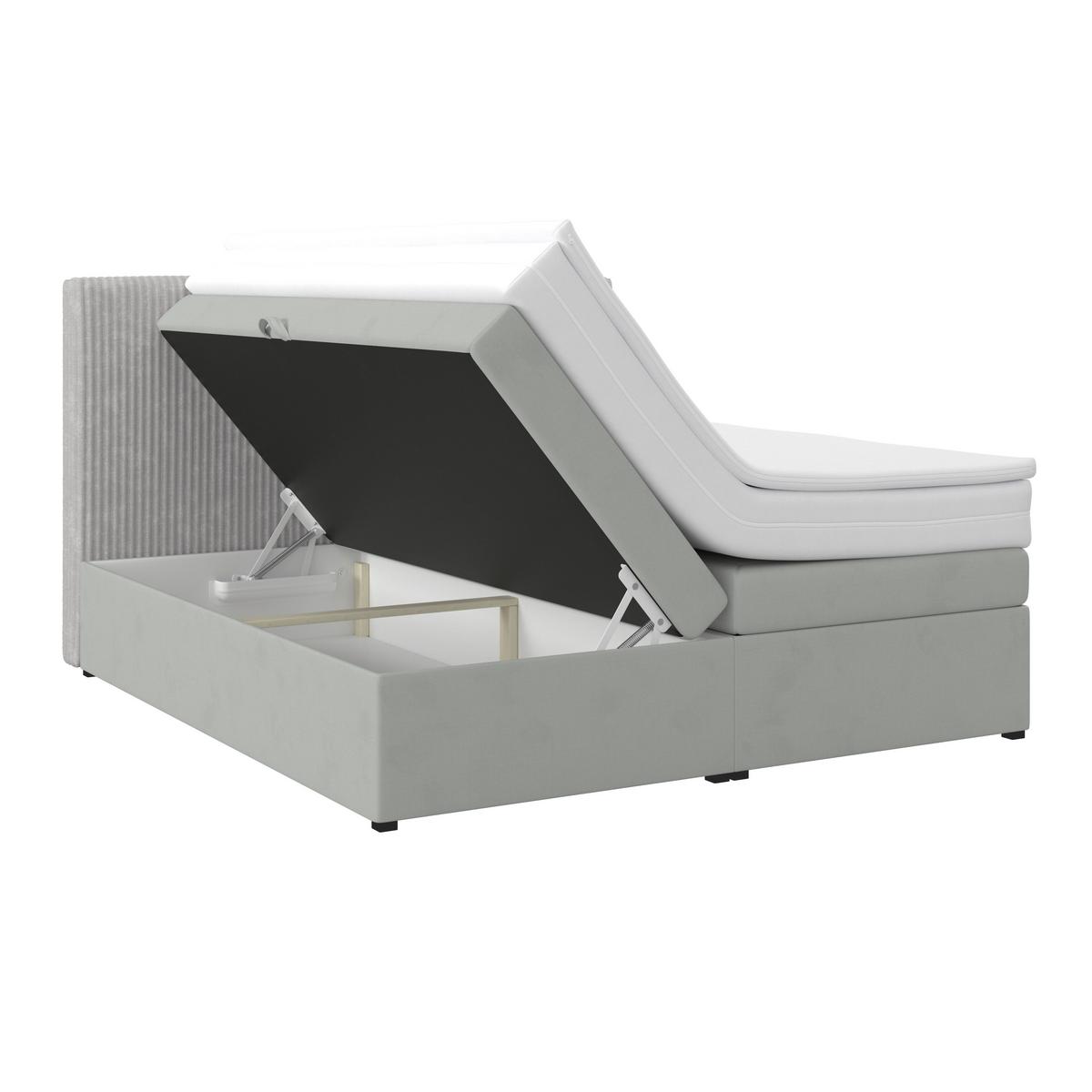 Boxspring Krevet Rossa - srebrne boje/crna, Moderno, drvni materijal/tekstil (180/200cm) - Modern Living