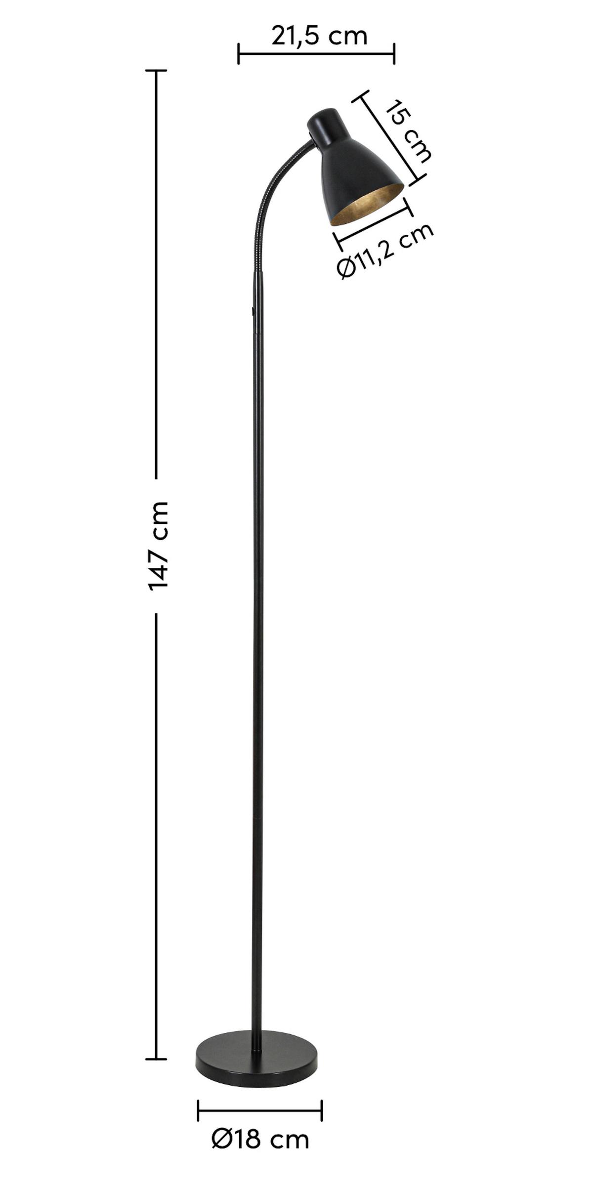 Állólámpa Nomp - fekete, Lifestyle, műanyag/fém (18/147cm) - Mömax