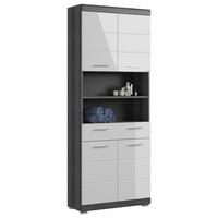 Hochschrank Scout ca. 74x191 cm Anthrazit/Weiß - Chromfarben/Weiß Hochglanz, MODERN, Holzwerkstoff/Kunststoff (74/191/31cm) - MID.YOU