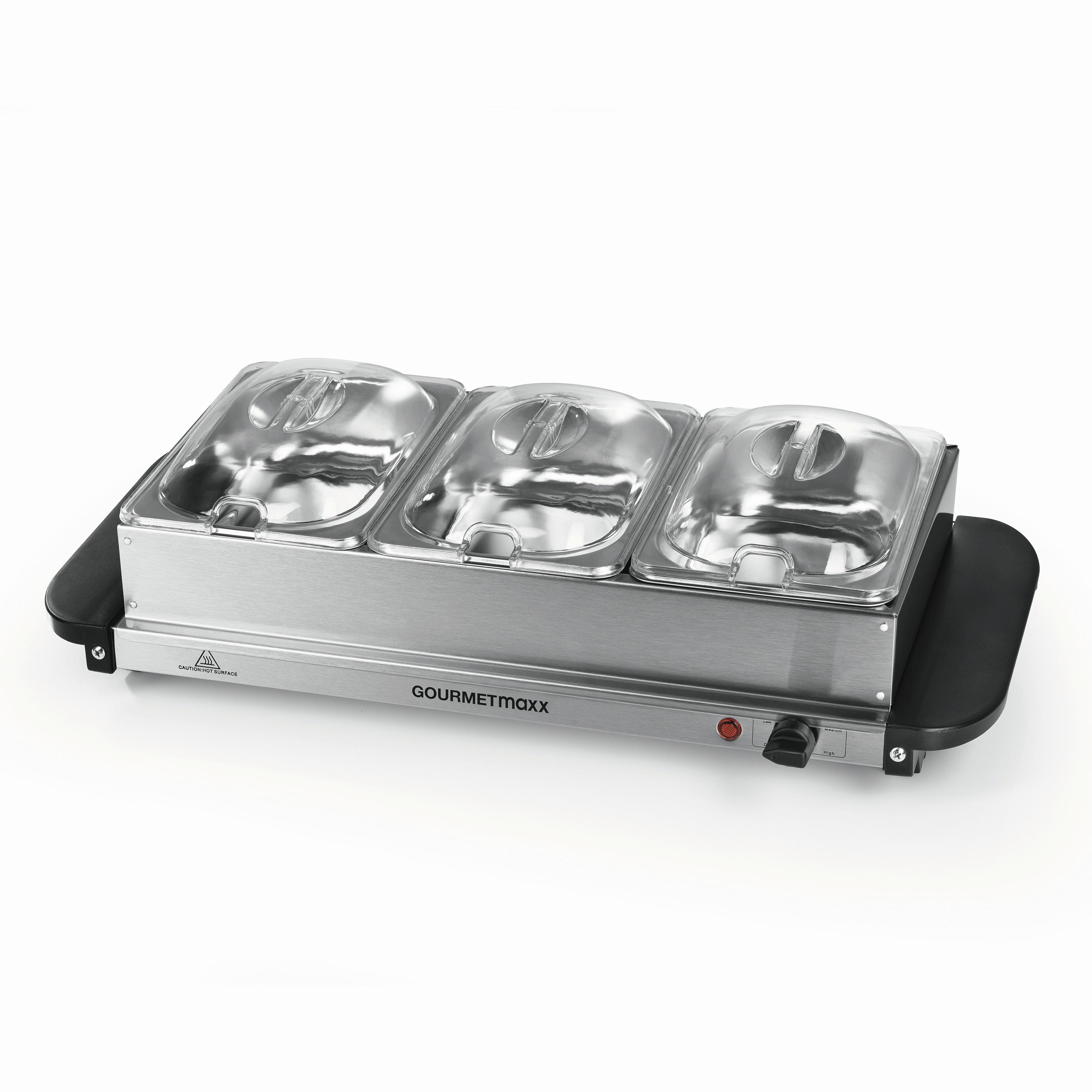 PODGRZEWACZ BUFETOWY 16442 - kolor srebrny/czarny, Basics, tworzywo sztuczne/metal (54,6/14,7/27,8cm) - GOURMETMAXX