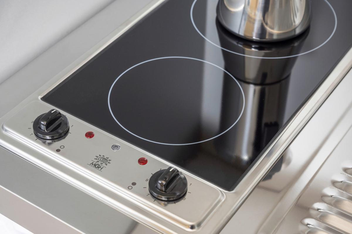 Schrankküche Economy Grau mit Geräte B: ca. 104 cm - Edelstahlfarben/Weiß, MODERN, Holzwerkstoff/Metall (104/193/67cm) - Respekta