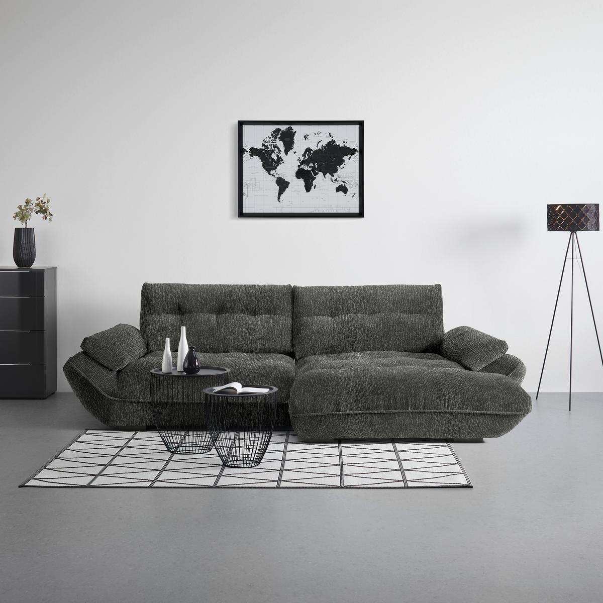Wohnlandschaft Vivo Anthrazit - Anthrazit/Schwarz, MODERN, Kunststoff/Textil (317/63/179cm) - Premium Living