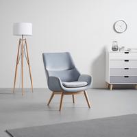 Relaxsessel Felia ca. 71x92,5x79cm Samt Hellgrau - Buchefarben/Hellgrau, MODERN, Holz/Textil (71/92,5/79cm) - Bessagi Home