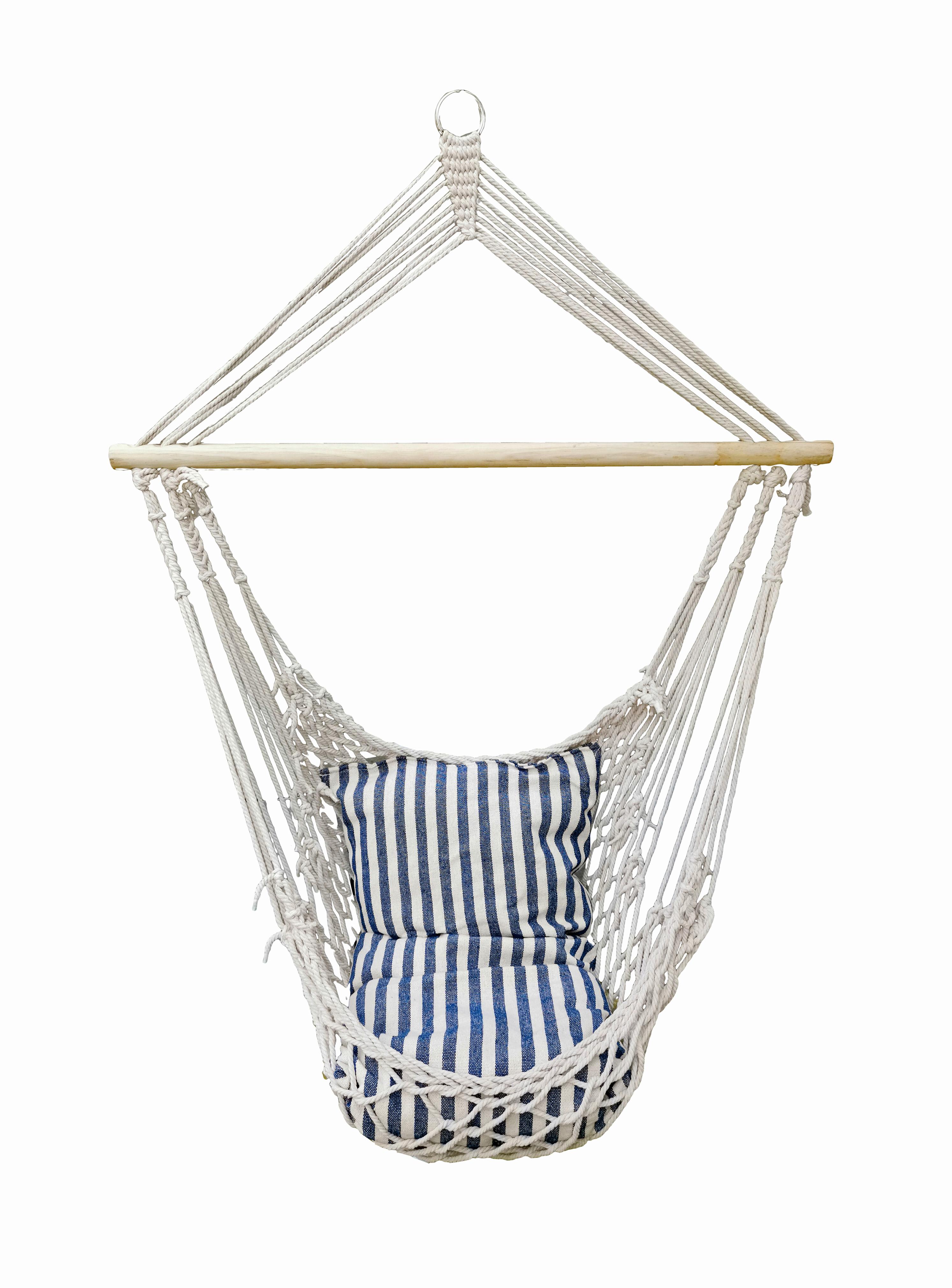 Hängesessel Grenada ca. 70x130x60cm Blau,Grau,Weiß - Blau/Weiß, MODERN, Holz/Textil (70/130/60cm) - Gardenson