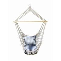 Hängesessel Grenada ca. 70x130x60cm Blau,Grau,Weiß - Blau/Weiß, MODERN, Holz/Textil (70/130/60cm) - Gardenson