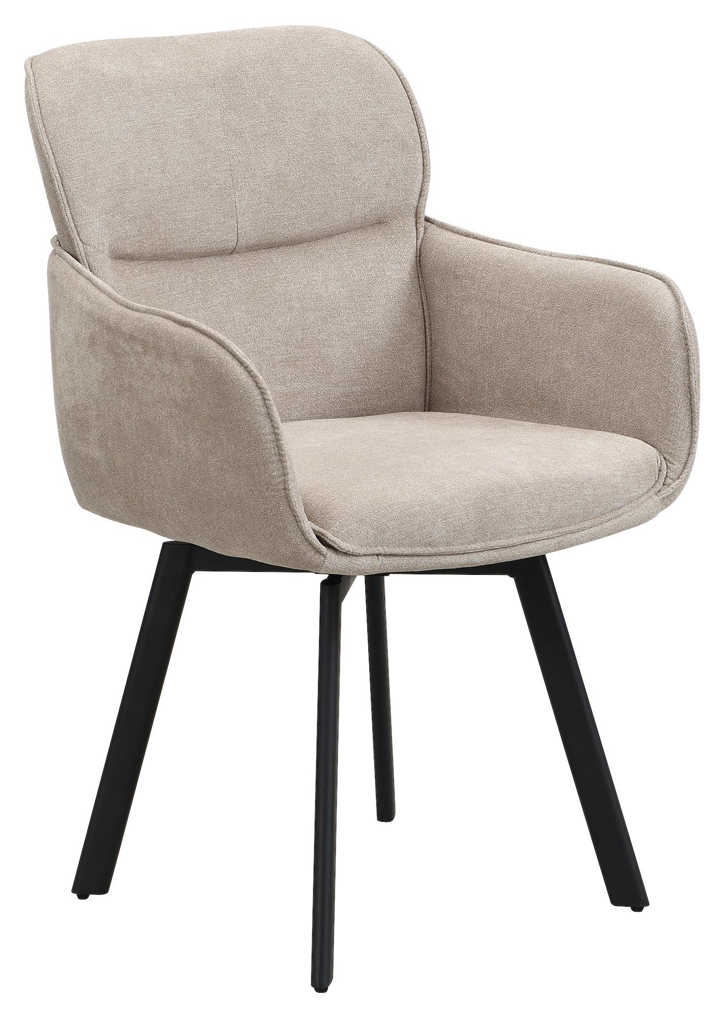 STUHL RICO - Taupe/Schwarz, MODERN, Textil/Metall (61/90/63cm) - MID.YOU