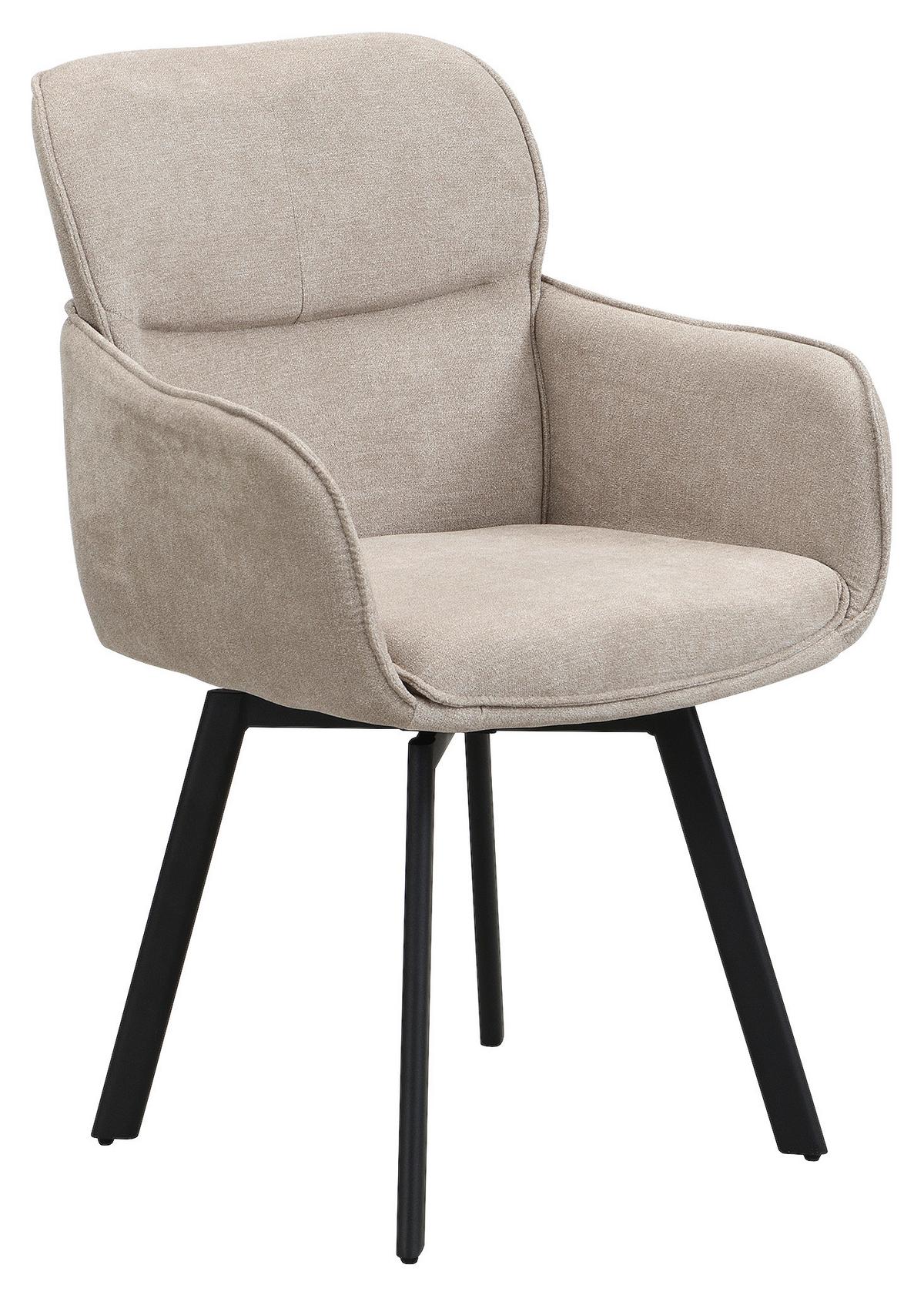 STUHL RICO - Taupe/Schwarz, MODERN, Textil/Metall (61/90/63cm) - MID.YOU