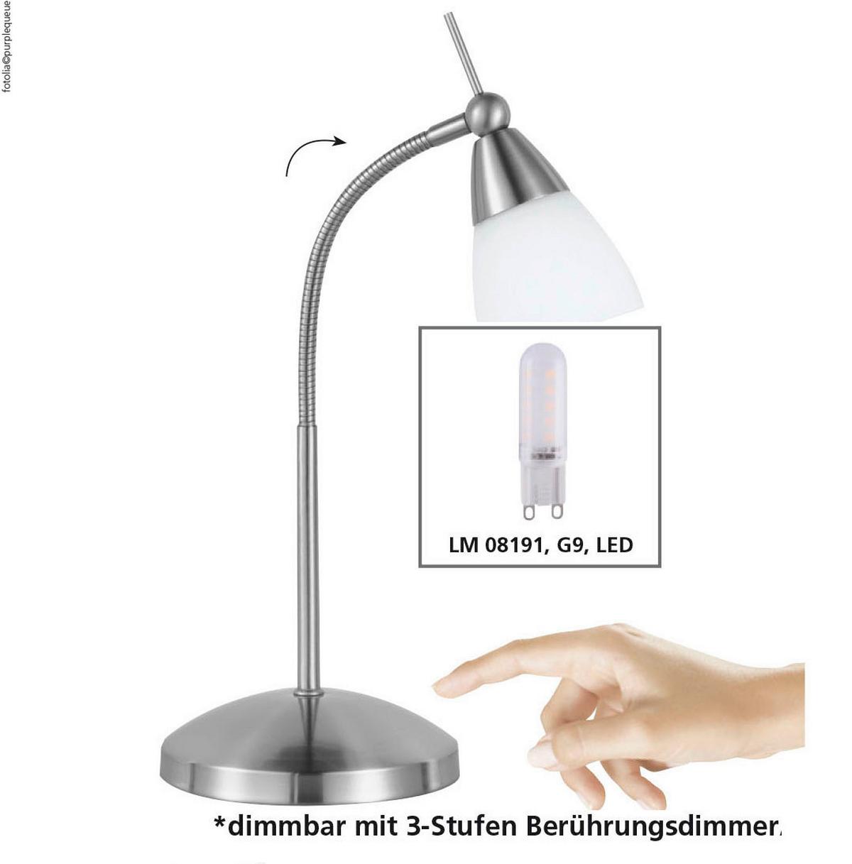 LED-Tischleuchte Pino Dimmbar max. 2,6 Watt - Edelstahlfarben, Basics, Glas/Metall (30/29.5/45cm) - Paul Neuhaus