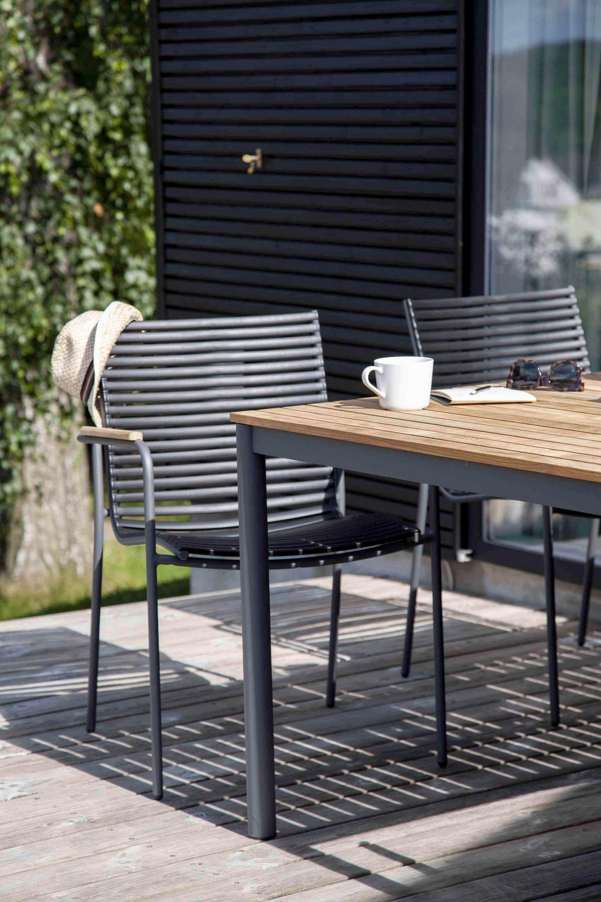 Stapelstuhl Mood Classic Anthrazit/Teakholz - Anthrazit/Schwarz, KONVENTIONELL, Holz/Kunststoff (60/84/56cm) - Gardenson