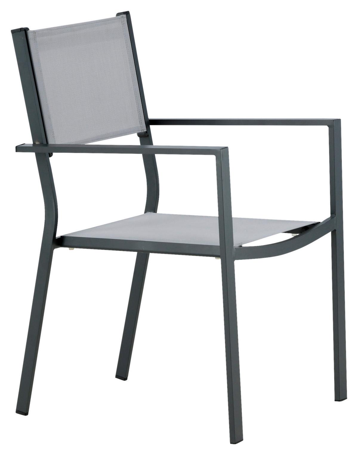 Stapelsessel-2er Set Copacabana Grau/Schwarz - Schwarz/Grau, KONVENTIONELL, Textil/Metall (56,5/88/61cm) - Gardenson