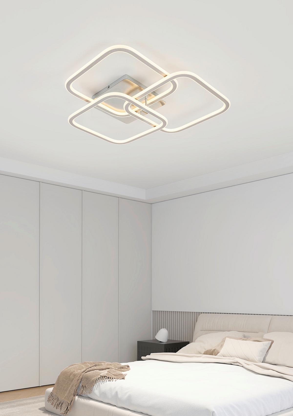 LED-Deckenleuchte Siop Weiß/Alufarben max. 39 Watt - Alufarben/Weiß, MODERN, Kunststoff/Metall (57/61/9cm) - Mömax