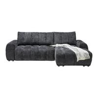 Wohnlandschaft Bolonia Graphitfarben - Schwarz Hochglanz/Graphitfarben, MODERN, Textil/Metall (273/166cm) - Mömax