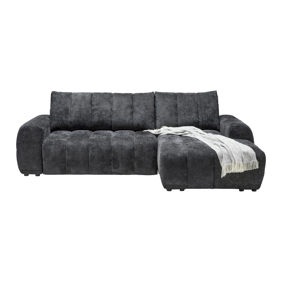 Wohnlandschaft Bolonia Graphitfarben - Schwarz Hochglanz/Graphitfarben, MODERN, Textil/Metall (273/166cm) - Mömax