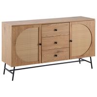 Sideboard Eichefarben Rattan - Eichefarben/Schwarz, Design, Holzwerkstoff/Metall (140/80/40cm) - MID.YOU