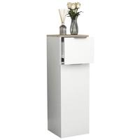 Highboard Donali ca. 30x95 cm Weiß/Eiche - Silberfarben/Weiß, MODERN, Holzwerkstoff/Metall (30/95/30cm) - MID.YOU