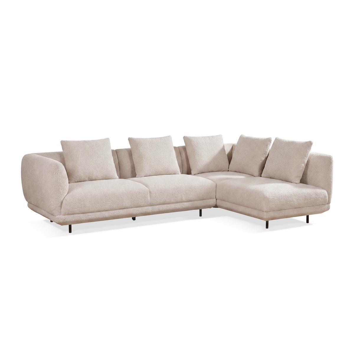 Wohnlandschaft Celina Webstoff Hellgrau - Hellgrau/Schwarz, MODERN, Holz/Textil (278/180cm) - Bessagi Home