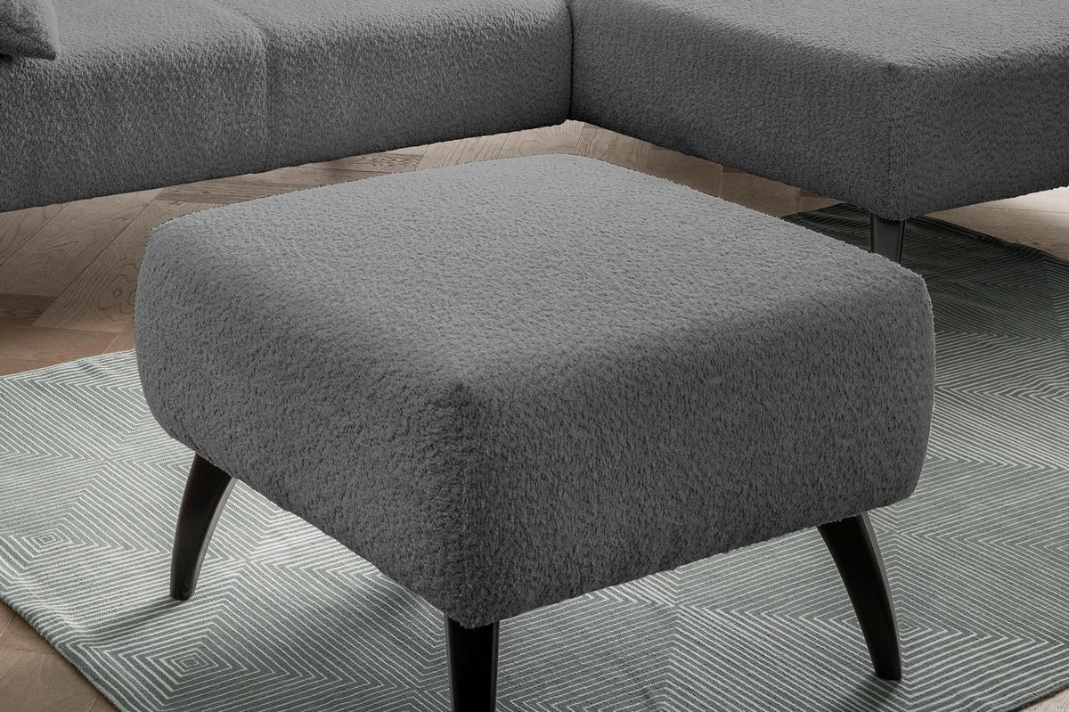 Hocker Colori Anthrazit Bouclé - Anthrazit/Schwarz, MODERN, Holz/Textil (66/44/66cm) - MID.YOU