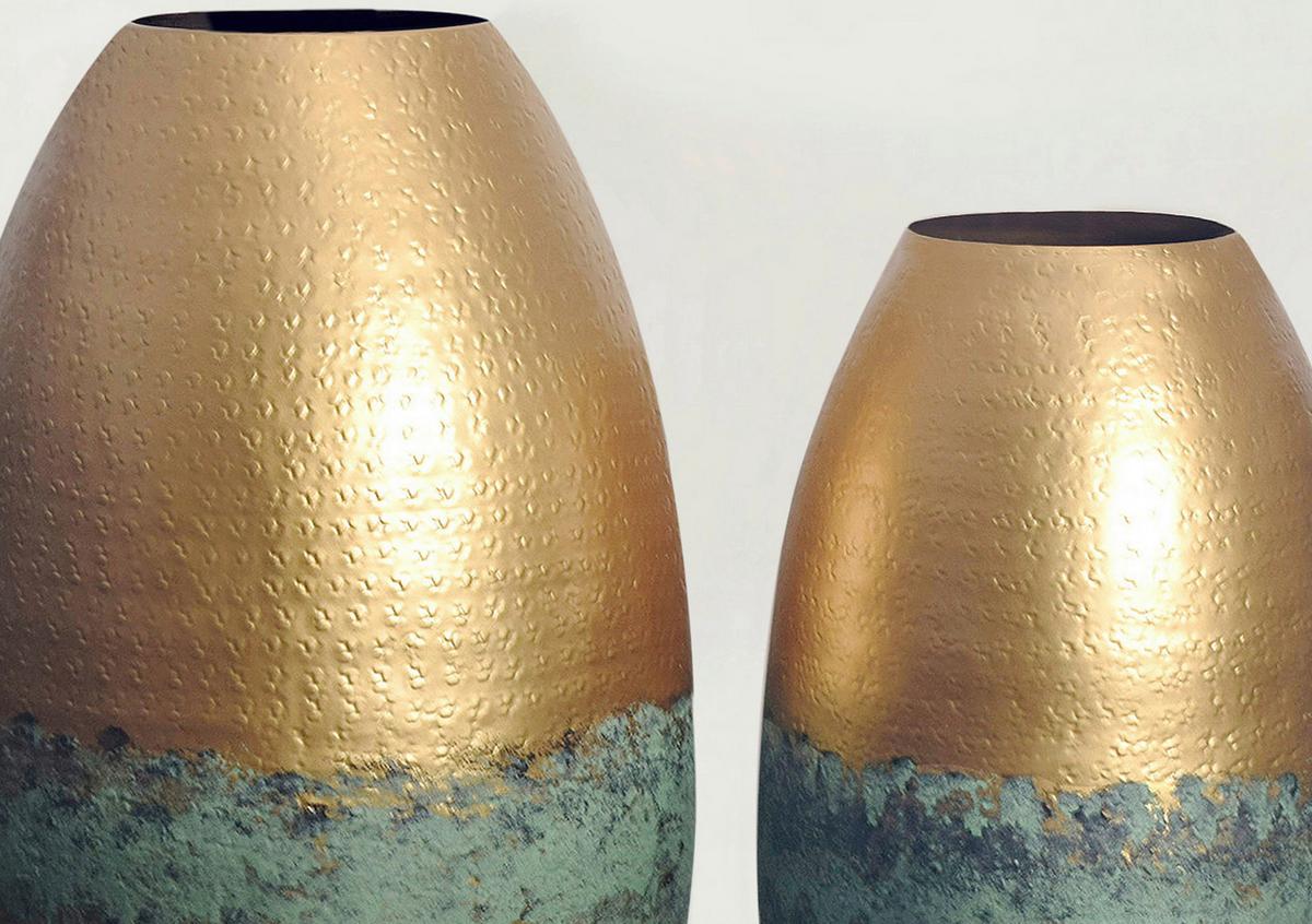 Set Dekorativnih Vaz Goldie, 2 Kos - zlate barve, Design, kovina (25/47/25cm) - Livetastic