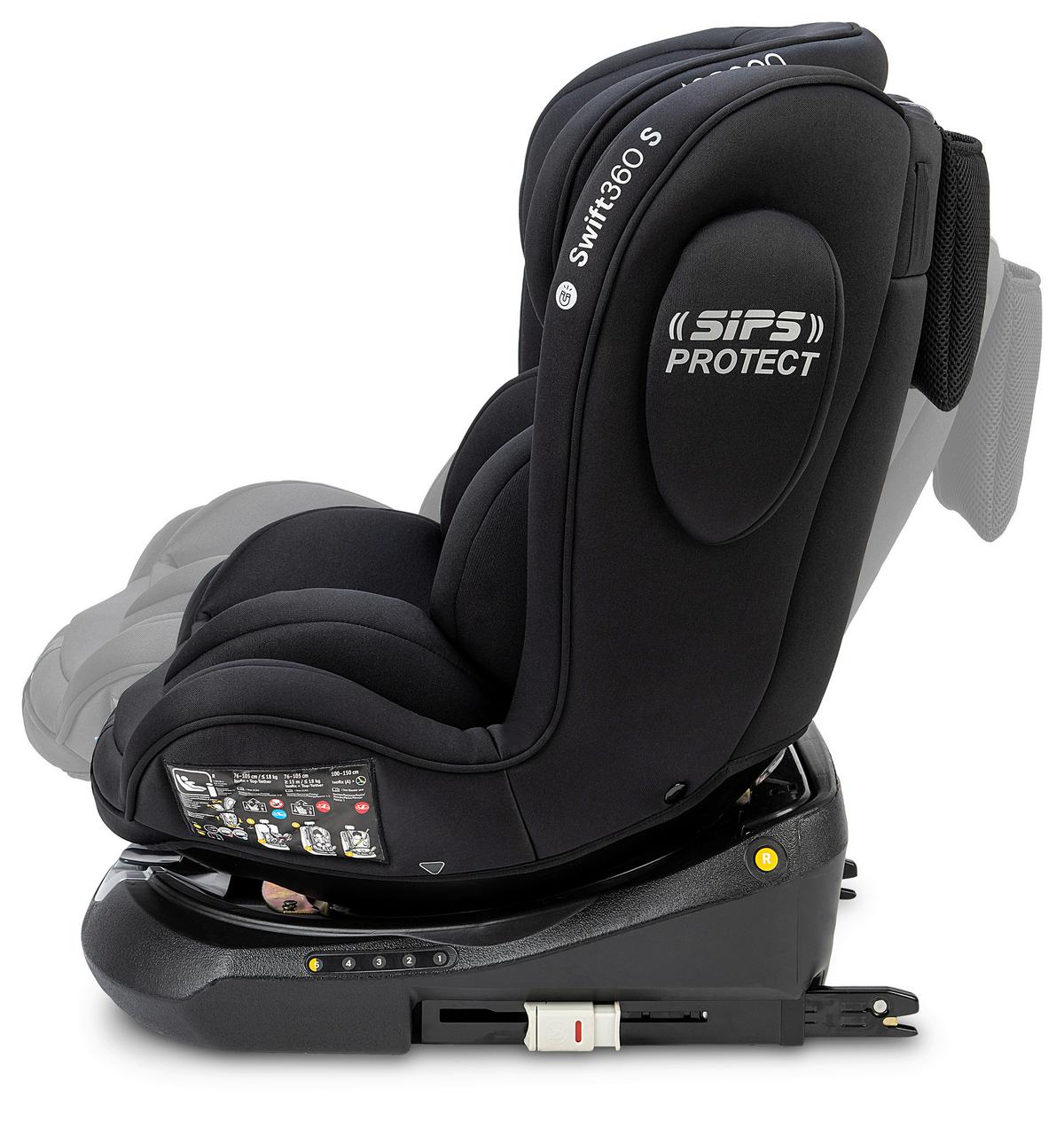 FOTELIK SAMOCHODOWY OBROTOWY SWIFT360S - czarny, Basics, tworzywo sztuczne/tkanina (44/60/50cm) - Osann