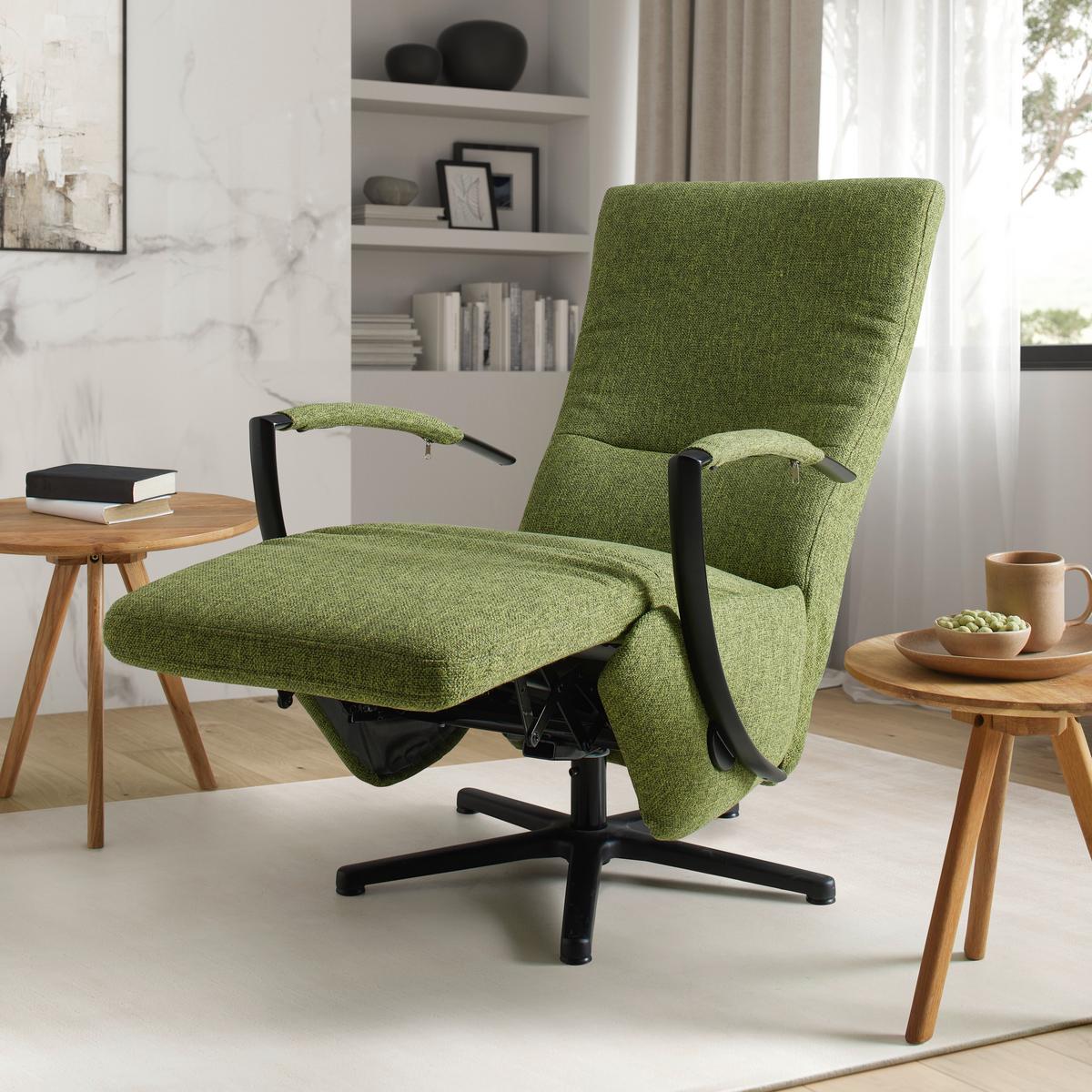 Relaxsessel Sitting 3 in Olive - Schwarz/Olivgrün, MODERN, Kunststoff (66/114/84cm) - Premium Living