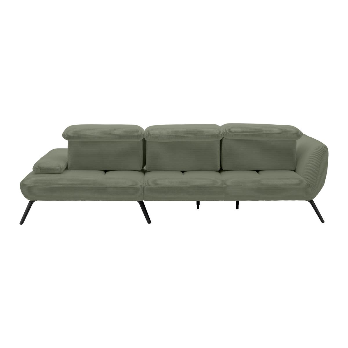Wohnlandschaft Seattle Olivgrün - Schwarz/Olivgrün, MODERN, Holzwerkstoff/Textil (301/196cm) - Premium Living