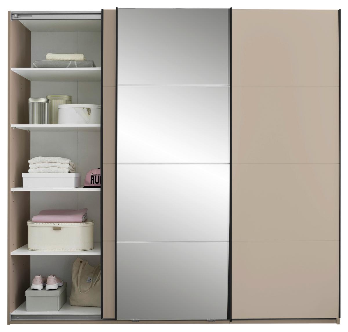 Ormar S Kliznim Vratima Carano - kašmir/crna, Konvencionalno, staklo/drvni materijal (215/204/63cm) - Modern Living