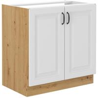 Baza Za Sudoper 80 2 Vrata Stilo - bijela/hrast Artisan, Moderno, drvni materijal/metal (80/82/52cm)