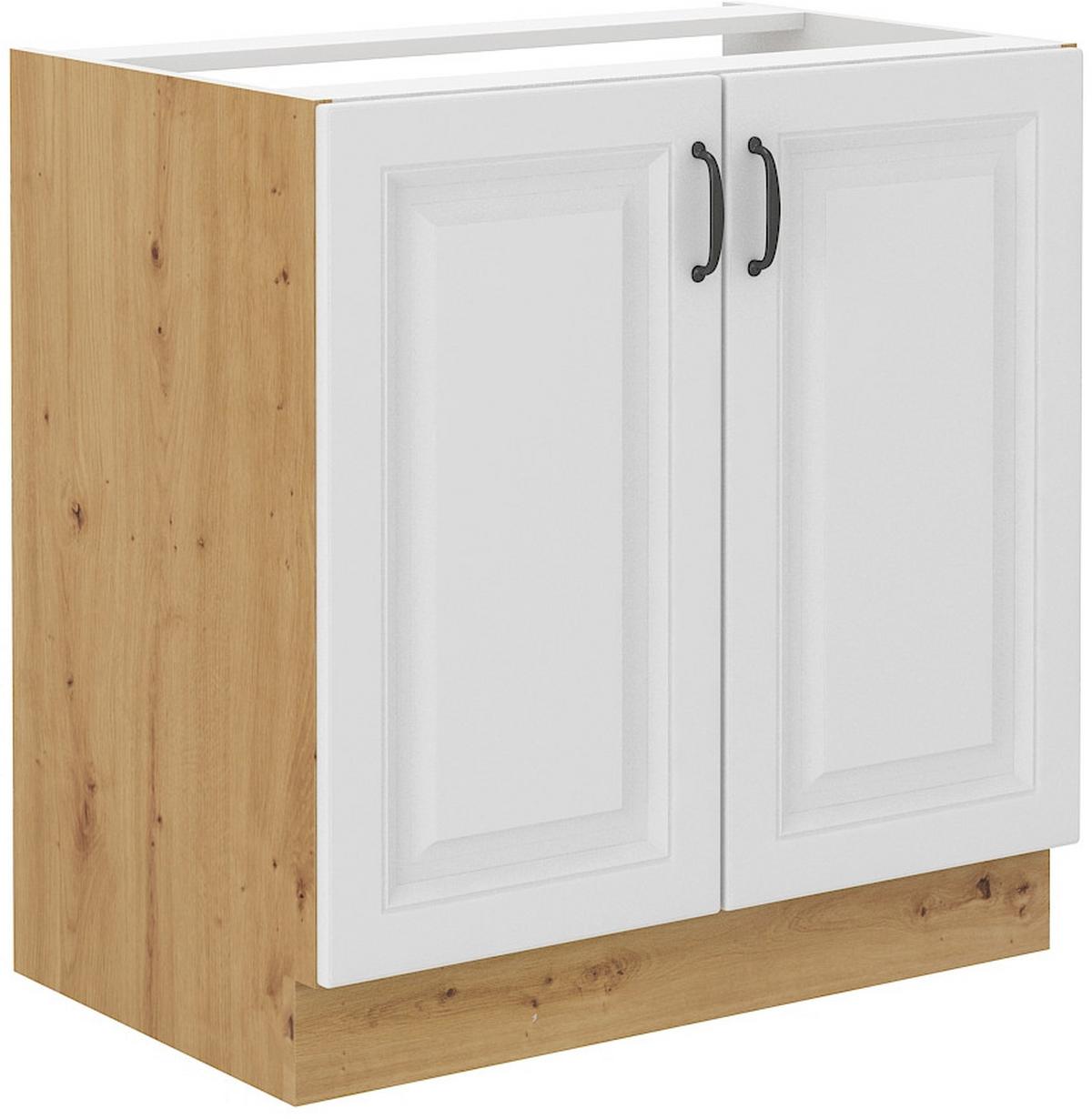 Baza Za Sudoper 80 2 Vrata Stilo - bijela/hrast Artisan, Moderno, drvni materijal/metal (80/82/52cm)