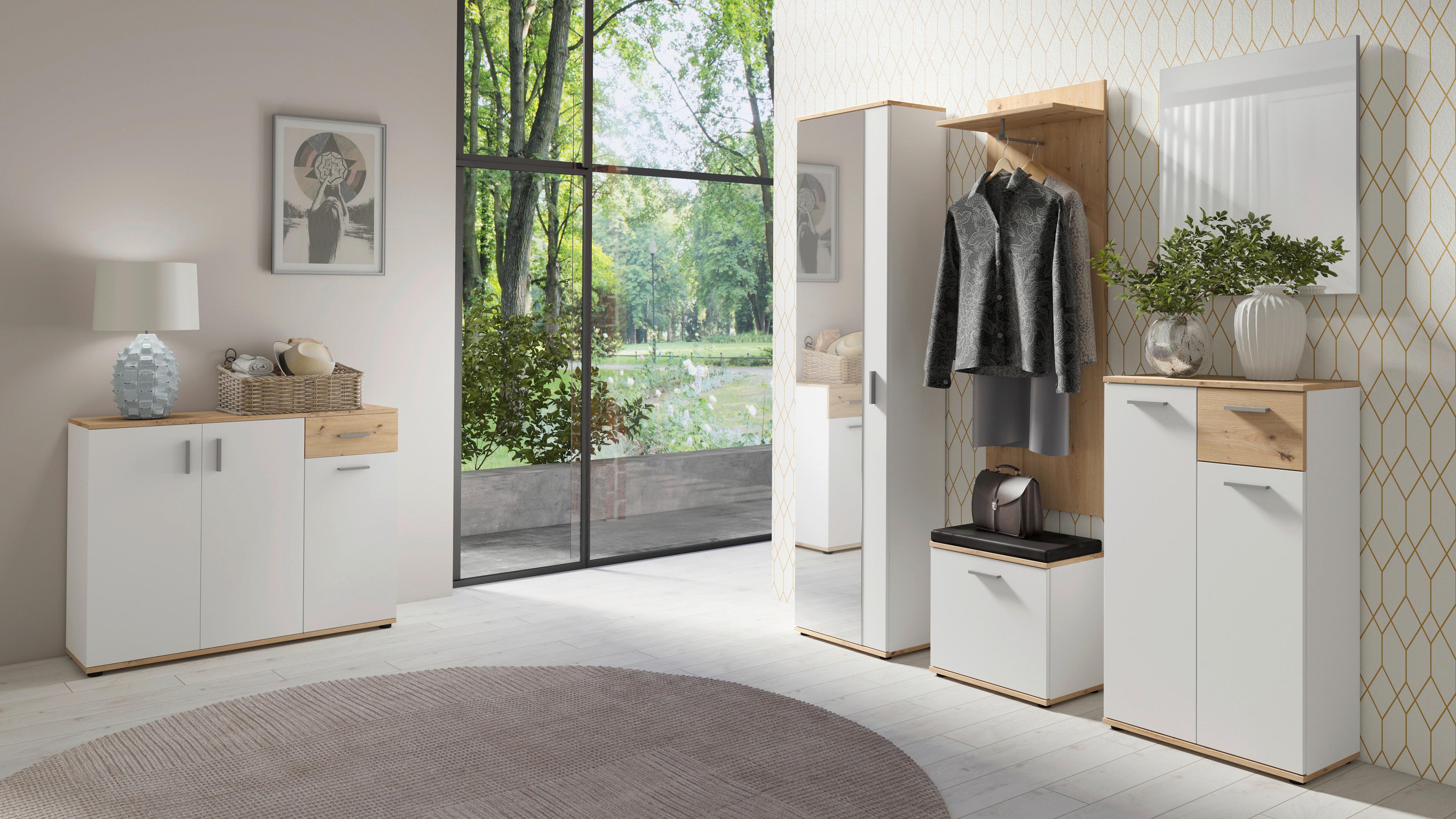 Kommode Jakob ca.60x102x30cm Weiß - Silberfarben/Weiß, LIFESTYLE, Holzwerkstoff/Kunststoff (60/102/30cm) - MID.YOU