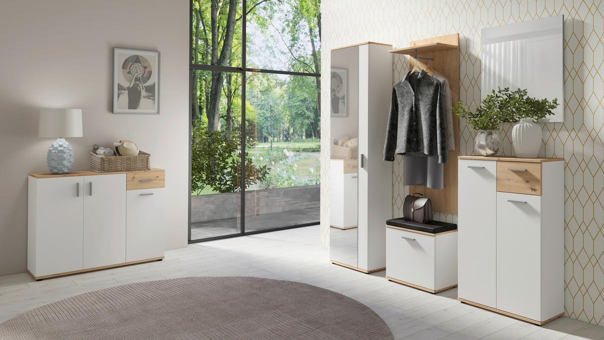 Kommode Jakob ca.60x102x30cm Weiß - Silberfarben/Weiß, LIFESTYLE, Holzwerkstoff/Kunststoff (60/102/30cm) - MID.YOU