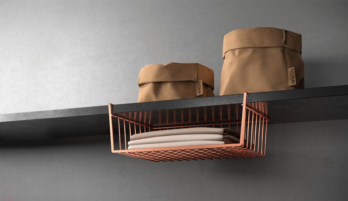 Felakasztható Kosár Kanguro 40 Copper - rézvörös, fém (40/26/14cm) - Metaltex